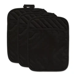 Design Imports Quilted Potholder Set 3 Piece Black 7X9" -Design Imports GUEST aacf95a2 1509 44dd 99cd 2b244e46e5cf