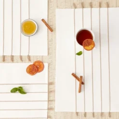 DII Stripe Tassel Placemat Set 4 Piece, White & Stone, 13x19" 9 DII Stripe Tassel Placemat Set 4 Piece, White & Stone, 13x19" -Design Imports GUEST abbfc5b7 a490 47a5 97f1 ed3f21fecc97