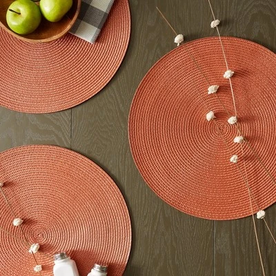 DII Solid Woven Placemat Set 6 Piece, Spice, 15" Dia 4 DII Solid Woven Placemat Set 6 Piece, Spice, 15" Dia - Image 4