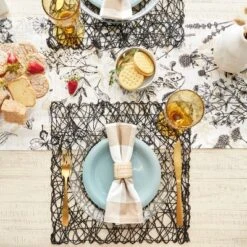 Design Imports Black Woven Paper Square Placemat Set/6 -Design Imports GUEST ac0b29a1 c1e5 4ef2 98cd 8c63175cb6a8