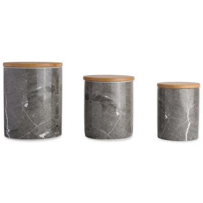Design Imports Black Marble Ceramic Canister Set/3 3 Design Imports Black Marble Ceramic Canister Set/3 - Image 3