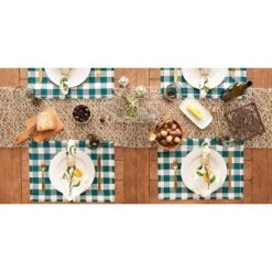 Design Imports Teal Heavyweight Check Fringed Placemat Set/6 -Design Imports GUEST acc8cfe3 39a6 441f ae98 196d6cb86b71