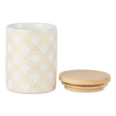 Design Imports White And Gold Mixed Print Ceramic Canister Set/3 3 Design Imports White And Gold Mixed Print Ceramic Canister Set/3 - Image 3