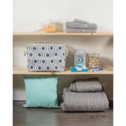 Design Imports Polyester Bin Ikat French Blue Rectangle Large 17.5X12X15