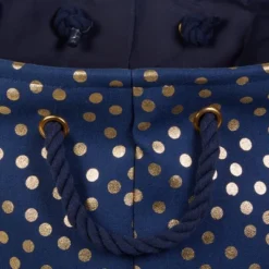 Design Imports Polyester Bin Dots Gold / Nautical Blue Rectangle Medium 16X10X12 -Design Imports GUEST ade2a4fd a64f 4fb4 b633 42c66639e952