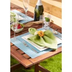 DII PVC Textured Twill Placemat Set 6 Piece, Storm Blue, 13x17.25" -Design Imports GUEST aeb41ed0 74cb 44e3 aea6 6cb64e0527e0