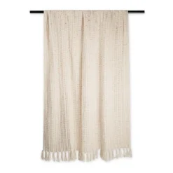 50"x60" Chenille Luxury Tassel Throw Blanket Cream - Design Imports