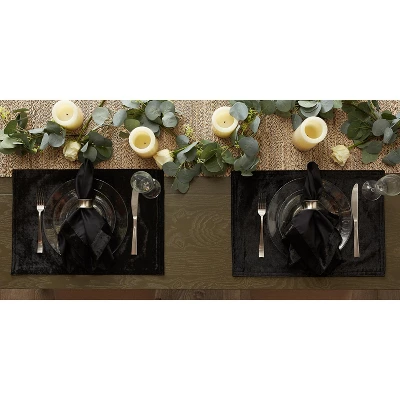 DII Polyester Velvet Placemat Set 4 Piece, Black, 13x19" 5 DII Polyester Velvet Placemat Set 4 Piece, Black, 13x19" - Image 5