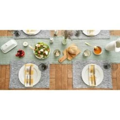 Design Imports Navy/Off-White Tonal Recycled Cotton Slubby Rib Placemat Set/6 -Design Imports GUEST b0d291a9 acb7 4082 9bae da77375812c0