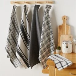 Design Imports Everyday Basic Woven Dishtowel Set 5 Piece, 18X28", Black -Design Imports GUEST b0fd4d26 cf08 42fc ae68 5f9d9760ff6c