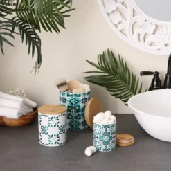 Design Imports Teal Tile Ceramic Canister Set/3 -Design Imports GUEST b20ff1d2 8aa4 450a 92e0 f023ad6adf2c