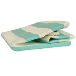 Design Imports Paper Bin Stripe Aqua Rectangle Large 17X12X12