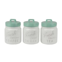 Design Imports Aqua Ceramic Jar Canister Set/3 -Design Imports GUEST b240de6d 5572 434c b833 cae592609bf0