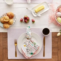 Design Imports Lavender Fog Dobby Dots Rib Placemat Set/6 -Design Imports GUEST b29299e8 8f9f 42f8 9ead aeef6384b19b