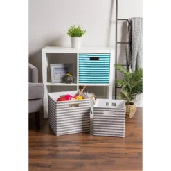 Polyester Cube Pinstripe Gray Square 13x13x13 -Design Imports GUEST b2a2fb69 b534 4ef7 ba4e 6bdd221a10bf