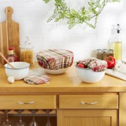 Design Imports Give Thanks Plaid Woven Dish Cover (Set Of 3) -Design Imports GUEST b311f3d5 1de6 444c a28e 60146f70720b