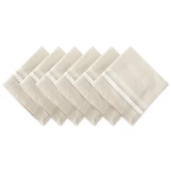Design Imports French Stripe Napkin Set 6 Piece, Taupe/White, 20X20" -Design Imports GUEST b382e7b6 ce8b 4651 97a7 e1d9725e4431