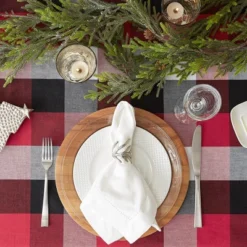 Design Imports Cardinal Red Tri Color Check Tablecloth 60X84 -Design Imports GUEST b38c5633 d5ab 4166 ab93 3309592fc632