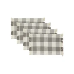 Design Imports Check Fringe Placemat Set/4, Dove Gray -Design Imports GUEST b3951bdb 437f 496b bd0f b05ec2c2bb4d