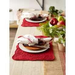DII Quilted Farmhouse Placemat Set, Cranberry, 13x18" -Design Imports GUEST b3cbb703 1f2b 4c4f 9cd9 5e5935588560