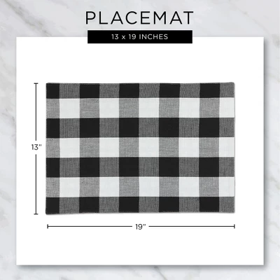 DII Check Placemat Set 6 Piece, Black Check, 13x19" 3 DII Check Placemat Set 6 Piece, Black Check, 13x19" - Image 3