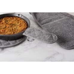 Design Imports Gray Terry Pan Handle Set/3