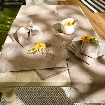 Design Imports Stone Tonal Lattice Print Outdoor Tablecloth 60 Round 2 Design Imports Stone Tonal Lattice Print Outdoor Tablecloth 60 Round - Image 2