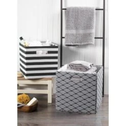 Polyester Cube Waves Black Square 13x13x13 -Design Imports GUEST b4bfec3f 7cf4 4730 8bfa 92dc98cacc75