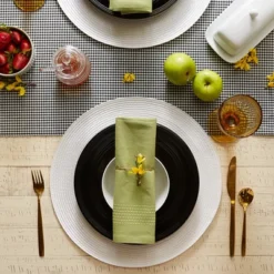DII Solid Woven Placemat Set 6 Piece, White, 15" Dia -Design Imports GUEST b603cf42 2f9b 41cf 8703 1ad0fef20696