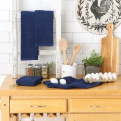 Design Imports Bar Mop Dishtowel Set 4 Piece, Nautical Blue, 16X19" -Design Imports GUEST b603d483 ad72 4578 b7b0 be3d38ccd1ee