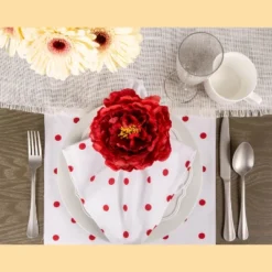 DII Peony Flower Napkin Ring Set 4 Piece, Deep Red -Design Imports GUEST b647196e 8f55 4ae9 8c68 74fc9c8ee7de