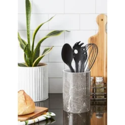 Design Imports Black Marble Ceramic Utensil Holder -Design Imports GUEST b6e256bf 64f8 4a49 b01b 36d703a3650c