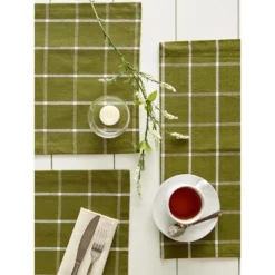 DII Check Placemat Set 6 Piece, Ventana Green Check, 13x19" -Design Imports GUEST b7060e3a ab14 4d23 bec3 febd6853bfe0