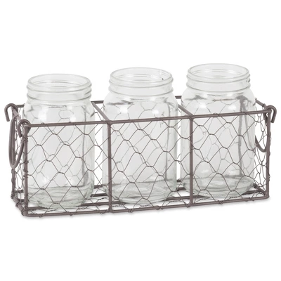 Design Imports Rustic Bronze Chicken Wire Flatware Caddy With Clear Jars 5 Design Imports Rustic Bronze Chicken Wire Flatware Caddy With Clear Jars - Image 5