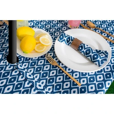 Design Imports Blue Ikat Outdoor Tablecloth With Zipper 60X84 7 Design Imports Blue Ikat Outdoor Tablecloth With Zipper 60X84 - Image 7