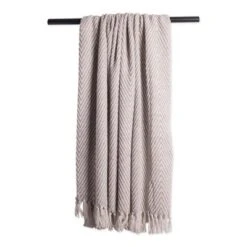 50"x60" Urban Throw Blanket Stone - Design Imports: Cotton, Woven, Hypoallergenic, Midweight