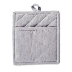 Design Imports Gray Solid Chambray Potholder Set/2