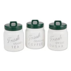 Design Imports Dark Green Ceramic Jar Canister Set/3 -Design Imports GUEST b90eeeb4 4c49 4be2 9778 288c1446c1dc