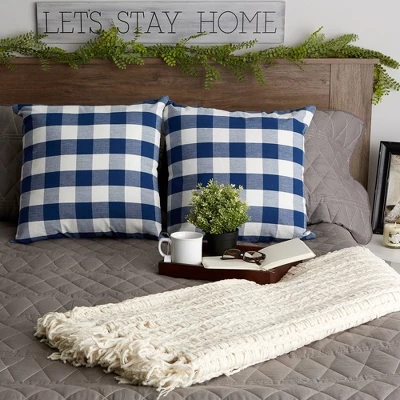 2pk 20"x20" Oversize Buffalo Check Square Throw Pillows Navy/Off White - Design Imports 5 2pk 20"x20" Oversize Buffalo Check Square Throw Pillows Navy/Off White - Design Imports - Image 5