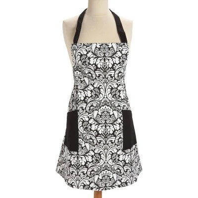 Design Imports Damask 2 Pocket Printed Apron Black 4 Design Imports Damask 2 Pocket Printed Apron Black - Image 4