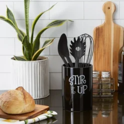 Design Imports Black Stir It Up Ceramic Utensil Holder -Design Imports GUEST b9e8874c 5a22 4e86 a0a7 9de503e098cf
