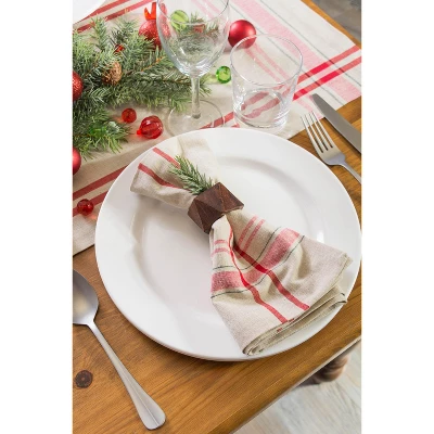 Design Imports French Stripe Napkin Set 6 Piece, Taupe/Red, 20X20" 2 Design Imports French Stripe Napkin Set 6 Piece, Taupe/Red, 20X20" - Image 2