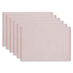 DII Ribbed Recycled Cotton/Poly Placemat Set 6 Piece, Pale Mauve, 13x19" -Design Imports GUEST babffd4f ae34 449f ab3f 7218c7571242