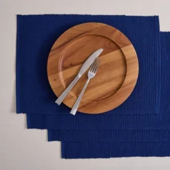 Design Imports Solid Ribbed Placemat Set/4, Dove Gray