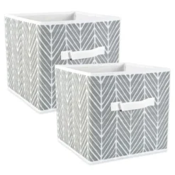Set Of 4 11" X 11" X 11" Nonwoven Polyester Herringbone Square Storage Cube Gray - Design Imports -Design Imports GUEST bb3b1c83 994c 4a6d 888d 08f3436a4c32