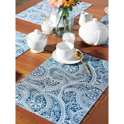 Design Imports Blue Paisley Print Outdoor Placemat Set/6 6 Design Imports Blue Paisley Print Outdoor Placemat Set/6 - Image 6