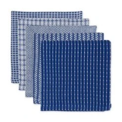 Design Imports Every Day Basic Assorted Dishcloth Set 5 Piece, 12X12", Blue -Design Imports GUEST bc2e1cd7 c6a6 435d 8683 86d73c3e29fa