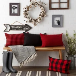 4pk 12"x20" Assorted Throw Pillow Covers Red/Black - Design Imports -Design Imports GUEST bc399c35 bc19 473b a04b 495678a1b371