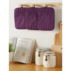Design Imports Quilted Potholder Set 3 Piece Eggplant 7X9" -Design Imports GUEST bd29baf3 376e 46db a209 618ac4d3fba7