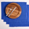 Design Imports Solid Ribbed Placemat Set/4, Nautical Blue